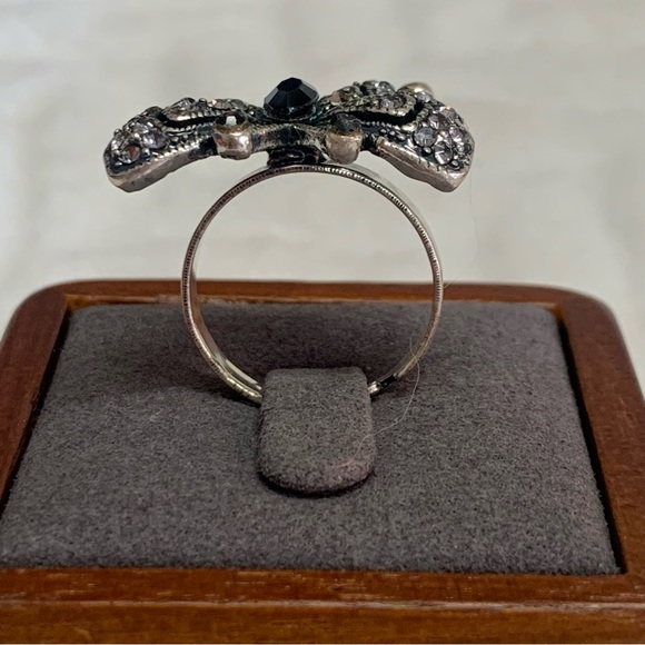 Rhinestones Marcasite Sterling Silver Plated Butterfly Adjustable Ring - Picture 8 of 8